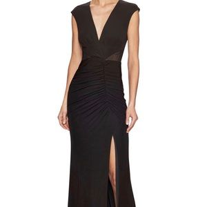 ABS by Allen Schwartz Deep V Ruched Gown M